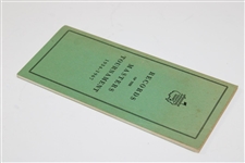 1968 Augusta National GC 'Records of the Masters Tournament 1934-1967 Booklet