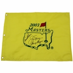Palmer, Nicklaus & Player Big 3 Signed 2003 Masters Embroidered Flag JSA ALOA