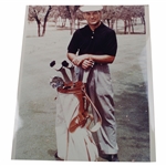 Ben Hogan Signed Photo Posing With A Bag