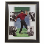 Tiger Woods Signed Red Shirt Fist Pump Upper Deck Collage - Framed #BAJ12624