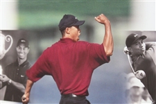 Tiger Woods Signed Red Shirt Fist Pump Upper Deck Collage - Framed #BAJ12624