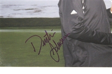 Dustin Johnson Signed With Pebble Beach Trophy 8x10 Photo JSA