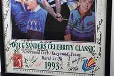 Multi-Signed 1993 Doug Sanders Celebrity Classic Poster - Framed JSA ALOA
