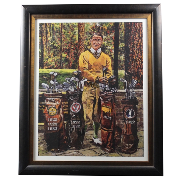 Gene Sarazen Major Victories Golf Bags Painting Print - Framed