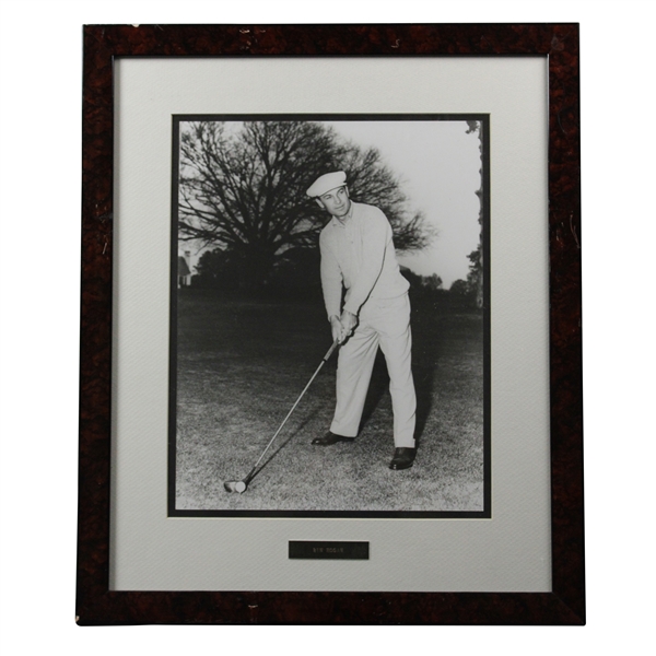 Ben Hogan Lines Up with Driver B&W Photo Display - Framed