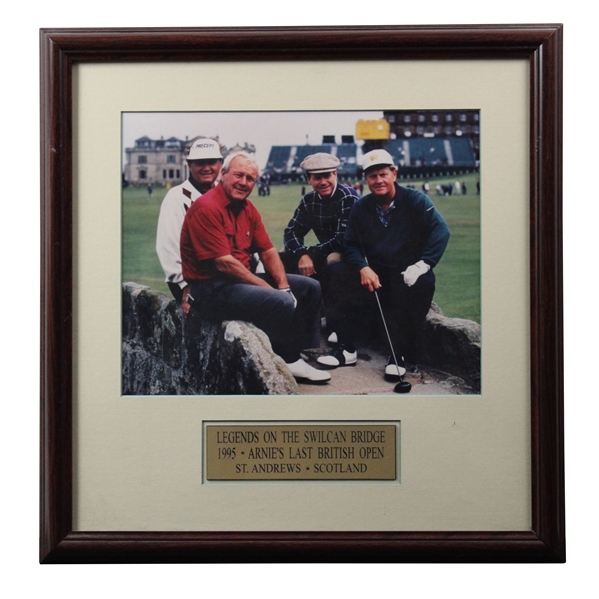 Palmer, Nicklaus, Watson & Floyd Legends on the Swilken Bridge Display Photo - Framed