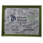 Multi-Signed Liberty Mutual Legends of Golf Embroidered Flag - Framed JSA ALOA