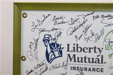 Multi-Signed Liberty Mutual Legends of Golf Embroidered Flag - Framed JSA ALOA