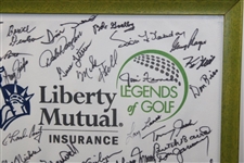 Multi-Signed Liberty Mutual Legends of Golf Embroidered Flag - Framed JSA ALOA