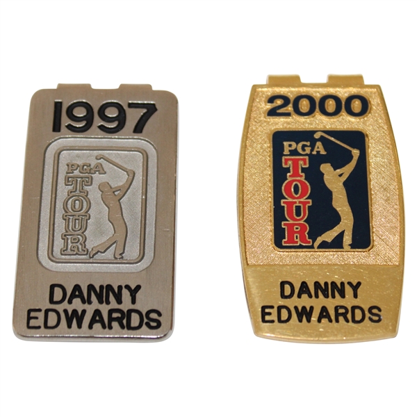 Danny Edwards Personal 1997 & 2000 PGA Tour Member Money Clips/Badges