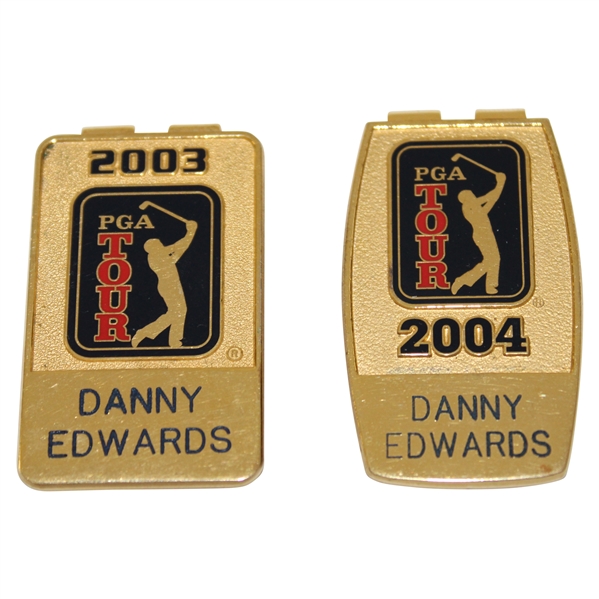 Danny Edwards Personal 2003 & 2004 PGA Tour Member Money Clips/Badges