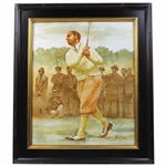 Original Oil on Linen Walter Hagen The Haig Painting by Artist Robert Fletcher - Framed