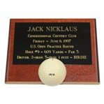 Jack Nicklaus Practice Round Used Golf Ball From The 1997 US Open at Congressional w/Plaque