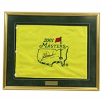 Earl Woods Signed 2001 Masters Embroidered Flag - Framed Beckett Letter #AB91536