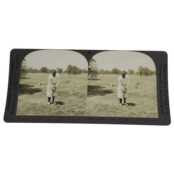Bobby Jones Addressing the Ball for a Mashie Pitch Keystone Stereoscope Photo