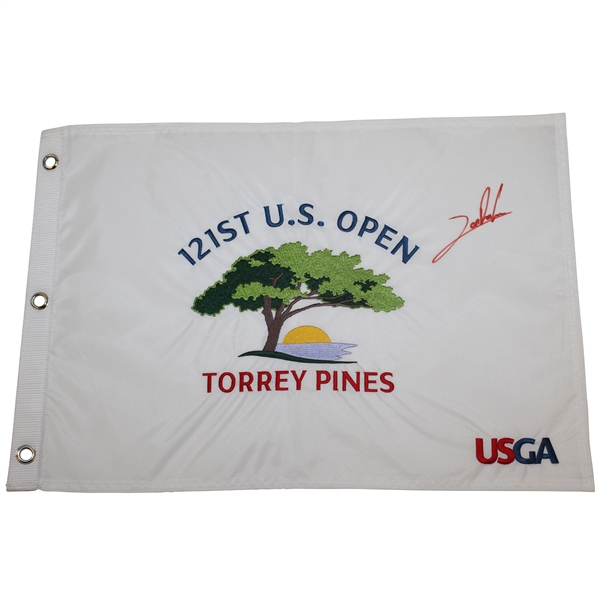 Jon Rahm Signed 2021 US Open At Torrey Pines Embroidered Flag JSA ALOA