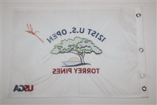 Jon Rahm Signed 2021 US Open At Torrey Pines Embroidered Flag JSA ALOA