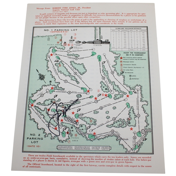 Jack Nicklaus Signed 1986 Masters Pairing Sheet JSA ALOA