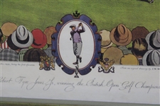 Original 'Currier & Ives' Ltd Ed Lithograph - Bobby Jones Sinks Winning Putt in the 1927 Open - Framed