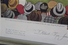 Original 'Currier & Ives' Ltd Ed Lithograph - Bobby Jones Sinks Winning Putt in the 1927 Open - Framed