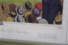 Original 'Currier & Ives' Ltd Ed Lithograph - Bobby Jones Sinks Winning Putt in the 1927 Open - Framed