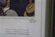 Original 'Currier & Ives' Ltd Ed Lithograph - Bobby Jones Sinks Winning Putt in the 1927 Open - Framed