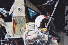 Astronaut Alan Shepard Signed Golf Shot On The Moon 25th Anniv. USGA Poster JSA ALOA
