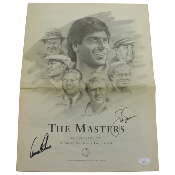 Arnold Palmer & Jack Nicklaus signed 1993 The Masters Newspaper Supplement JSA #BB46842