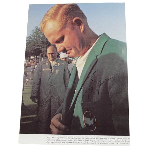 Jack Nicklaus Signed Masters Green Jacket Magazine Page JSA ALOA
