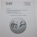 Vijay Singh Signed Titleist Masters Logo Golf Ball JSA ALOA
