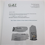 Big 3' Palmer, Nicklaus & Player Signed LH White Golf Gloves JSA ALOA