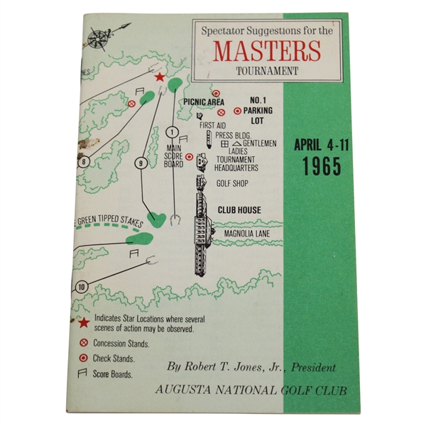 1965 Masters Tournament Spectator Guide - Jack Nicklaus Winner