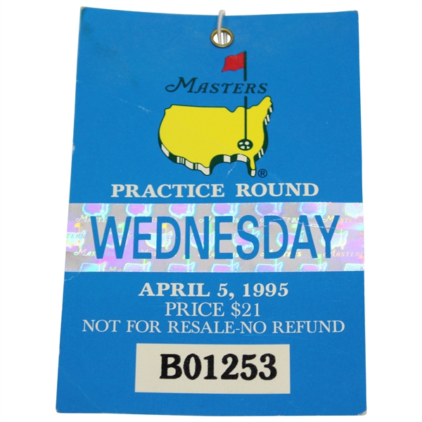 1995 Masters Tournament Wednesday Ticket #B01253 - Tiger Woods Masters Debut