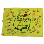 Tiger Woods (Center) & 24 Champs Signed 2000 Masters Embroidered Flag JSA ALOA