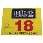 Tiger Woods Signed 2000 The OPEN at St Andrews Flag JSA ALOA