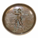 Copper Ash Tray - Early 1900’s Raised Golfer Image Made in England