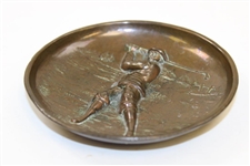 Copper Ash Tray - Early 1900’s Raised Golfer Image Made in England