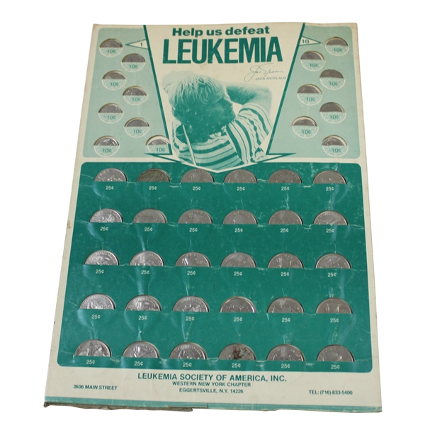 Help Us Defeat Leukemia Jack Nicklaus Image Promotional/Advertisement Coins Card