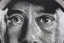 Original Hand Drawn Tiger Woods Picture with Graphite, Charcoal & Paint by Artist Jon Slagh - Framed