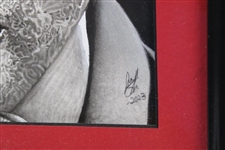 Original Hand Drawn Tiger Woods Picture with Graphite, Charcoal & Paint by Artist Jon Slagh - Framed