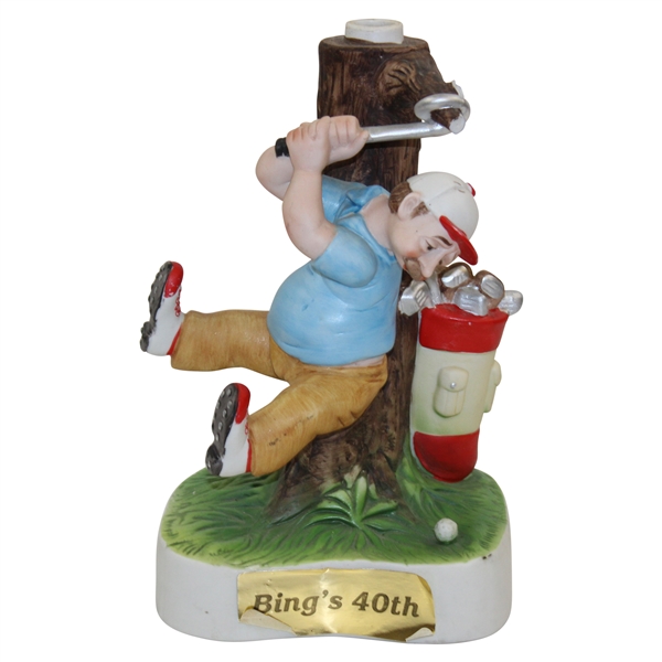 Bings 40th Golfer Wrapped Around Tree Whiskey Decanter - Missing Stopper