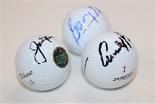 Big 3' Palmer, Nicklaus & Player Signed Masters & Berckmans Logo Golf Balls JSA ALOA