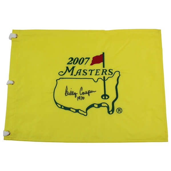 Billy Casper Signed 2007 Masters Embroidered Flag with 1970 JSA ALOA