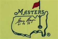 Gary Player Signed Undated Masters Embroidered Flag with '61-74-78' JSA ALOA