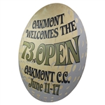 1973 US Open at Oakmont CC Large Tournament Used Welcome Sign - 43 Diameter!