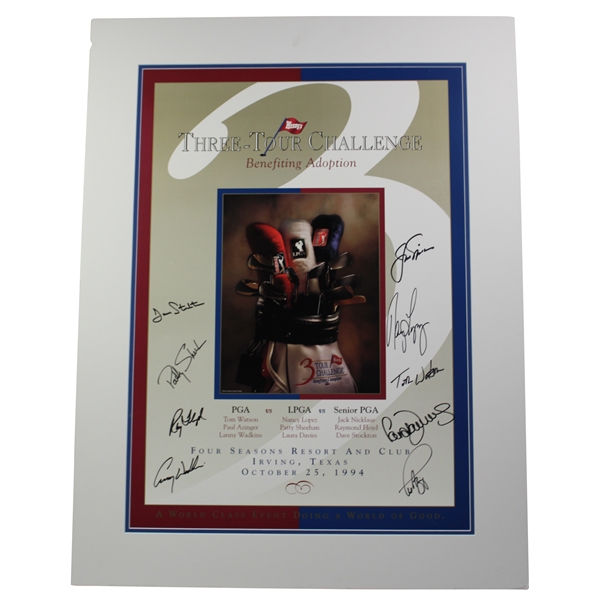 Jack Nicklaus, Tom Watson & 7 Others Signed Three Tour Challenge Poster PSA #AN06442