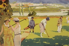 Circa 1928 Vichy La Grande Station Thermale Golf Railway Original Poster by Roger Soubie