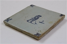 Original Delft tile 5 ¼” x 5 ¼” of a Colf player +/- from 1650 - 1700