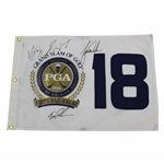 Tiger Woods, Tom Lehman & Vijay Singh Signed PGA Grand Slam of Golf at Poipu Bay Flag JSA ALOA