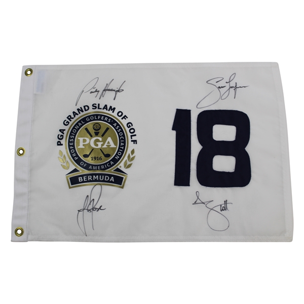 Rose, Harrington, Dufner & Scott Signed PGA Grand Slam of Golf at Bermuda Flag JSA ALOA